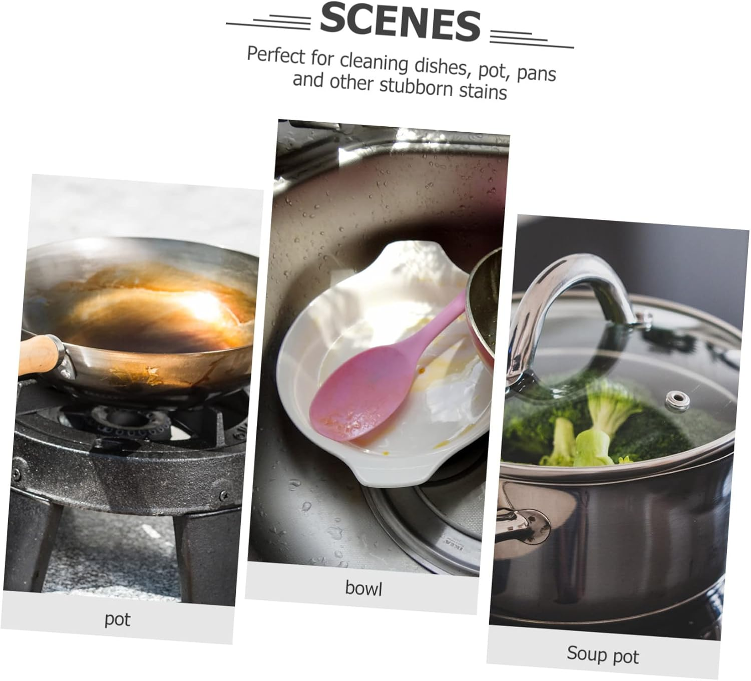 Ifundom Stainless Steel Scrubber Wood Handle Cookware Brush for Outdoor Grill and Kitchen Pan Cleaning Multi-Use Small Dish Scraper Tool Sturdy Metal Kitchen Scrubber image number 4