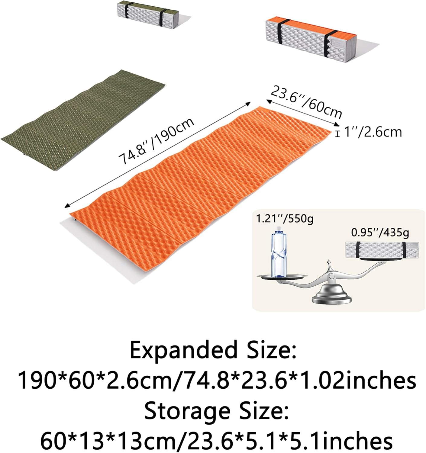 Windhike R2.6 3-Season Foam Sleeping Pad, 1Inch Thickened Ultralight Closed Cell Camping Mattress with Bandage, Waterproof Thermal Folding Sleeping Pad Suitable for Camping, Backpacking image number 6