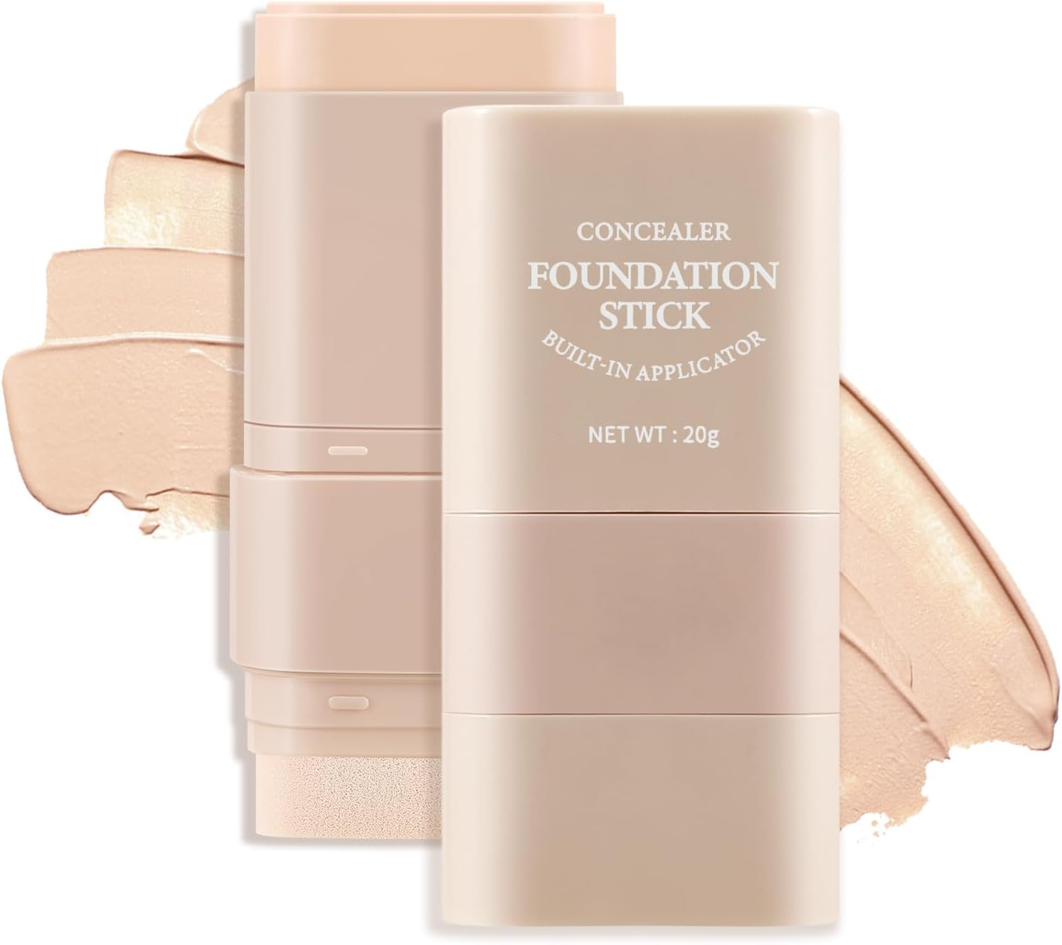 Apooliy 2 in 1 Full Coverage Foundation Stick,Hydrating Lightweight Foundation Makeup Stick,Built-In Applicator,Long-Lasting Cream Concealer,Natural Colour