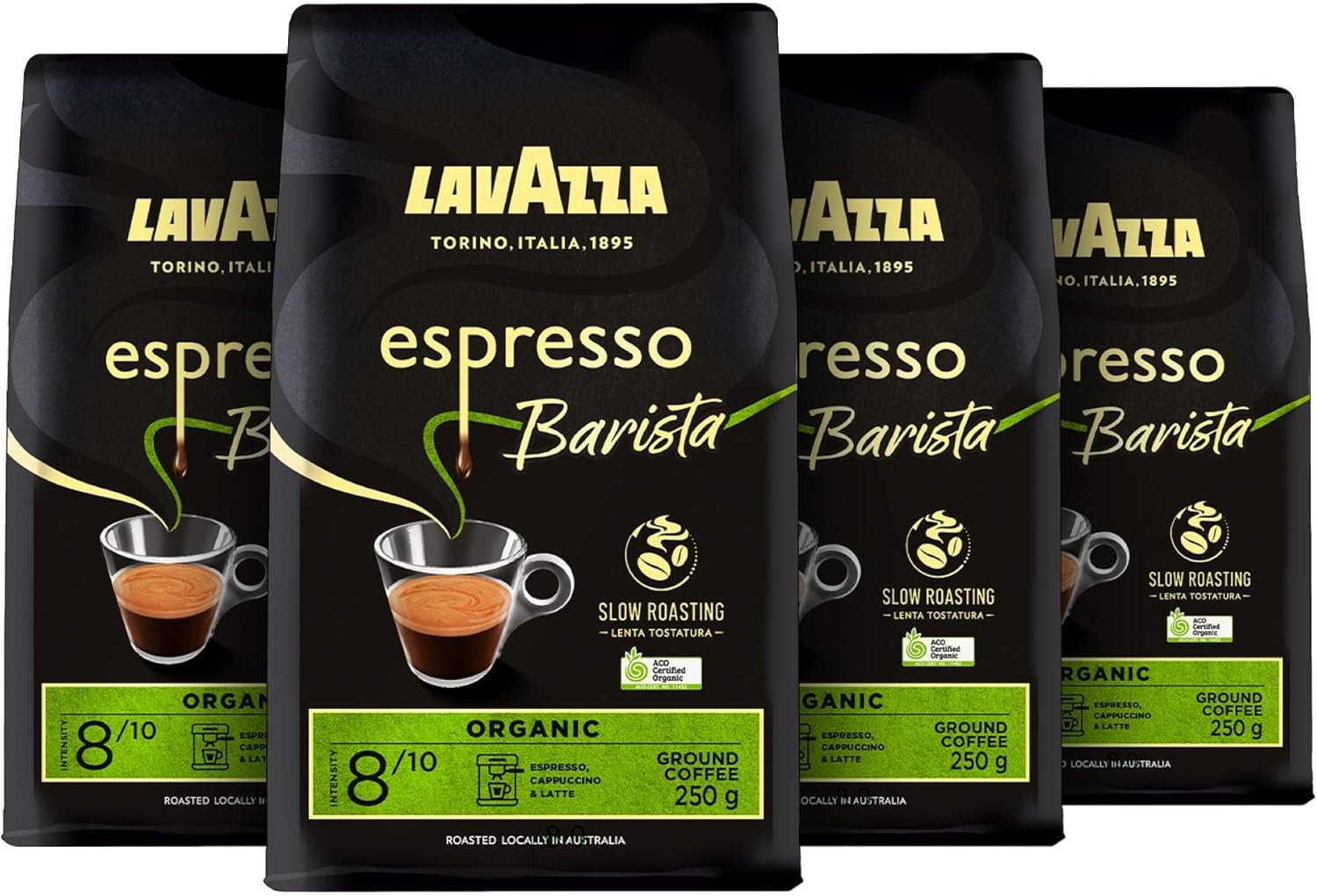 Lavazza, Espresso Barista Organic, 1 Kg, Coffee Ground, Ideal for Moka Pot, with Aromatic Notes of Dried Fruits and Hazelnuts, Premium Arabica and Robusta, Intensity 8/10, Medium Roasting, 4X250G image number 2