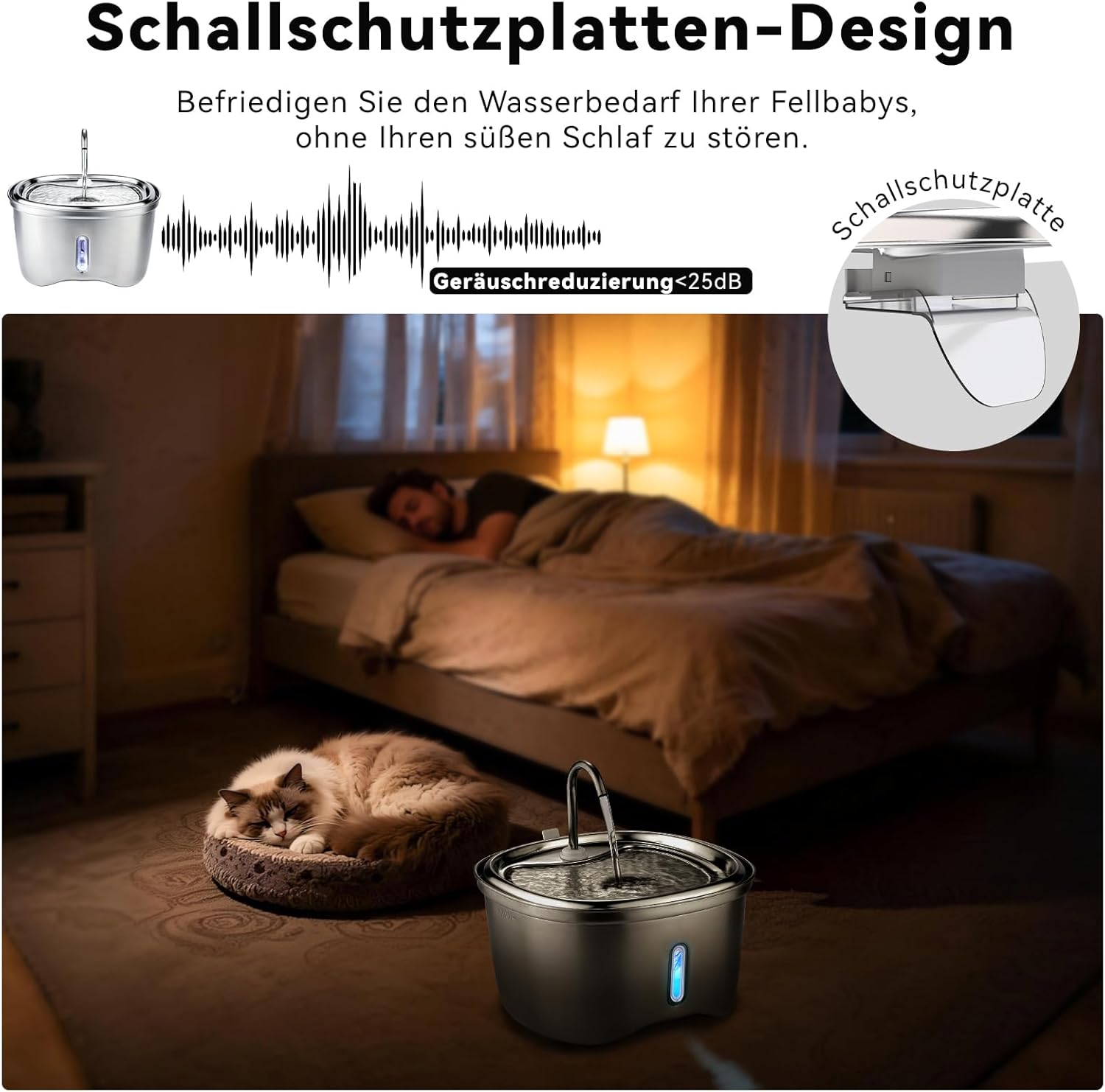 Zeepet Cat Drinking Fountain Stainless Steel Pet Drinking Fountain for Cats Indoor Automatic Cat Fountain for Drinking image number 4