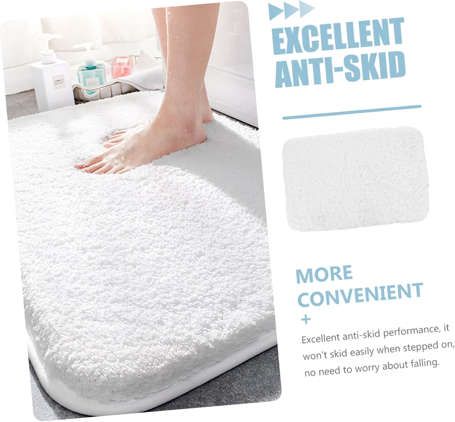 Bathroom Rug Non-Slip Absorbent Thickened White Bath Mat for Home Bathroom Door 40X60Cm Anti-Slip Shower and Bathtub Floor Mat image number 1