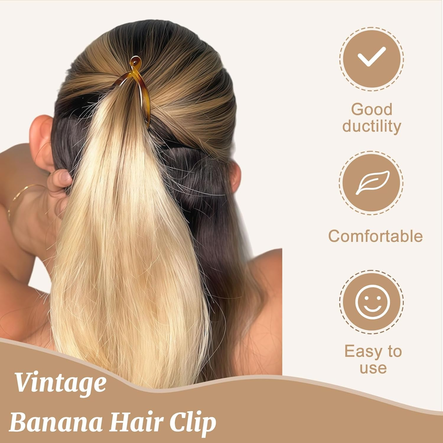 Xanthelle Banana Clip, Pack of 4 Large Banana Clip Hair, Flexible Banana Hair Clip for Women, Classic Hair Clip Banana for Thick & Thin Hair Styling image number 5