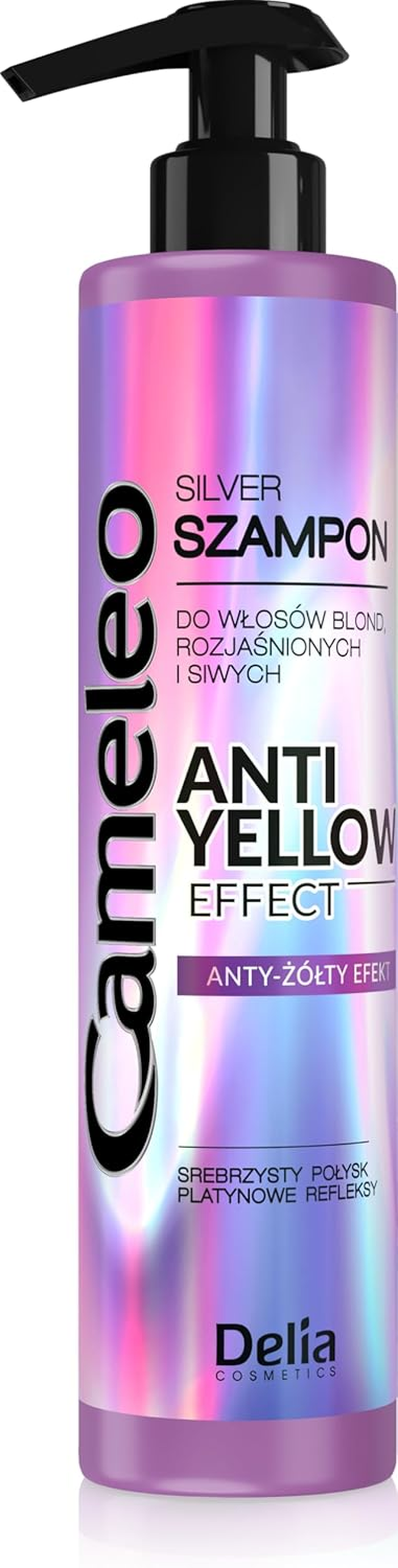 Cameleo - Silver Shampoo - No Yellow Effect - for Blonde, Grey, Bleached Hair - UV Protection - Daily Use - Platinum Reflexes, Purple Shampoo for Lightening & Care - 250 Ml
