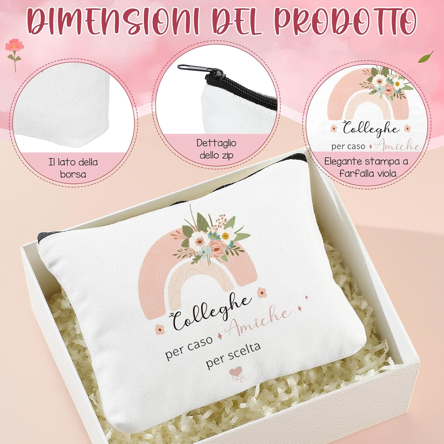 Xuniea Colleague Gift 1 Cosmetic Bag 1 Heart Keyring 1 Ballpoint Pen for Colleagues Girlfriends Birthday Thanksgiving Christmas image number 1