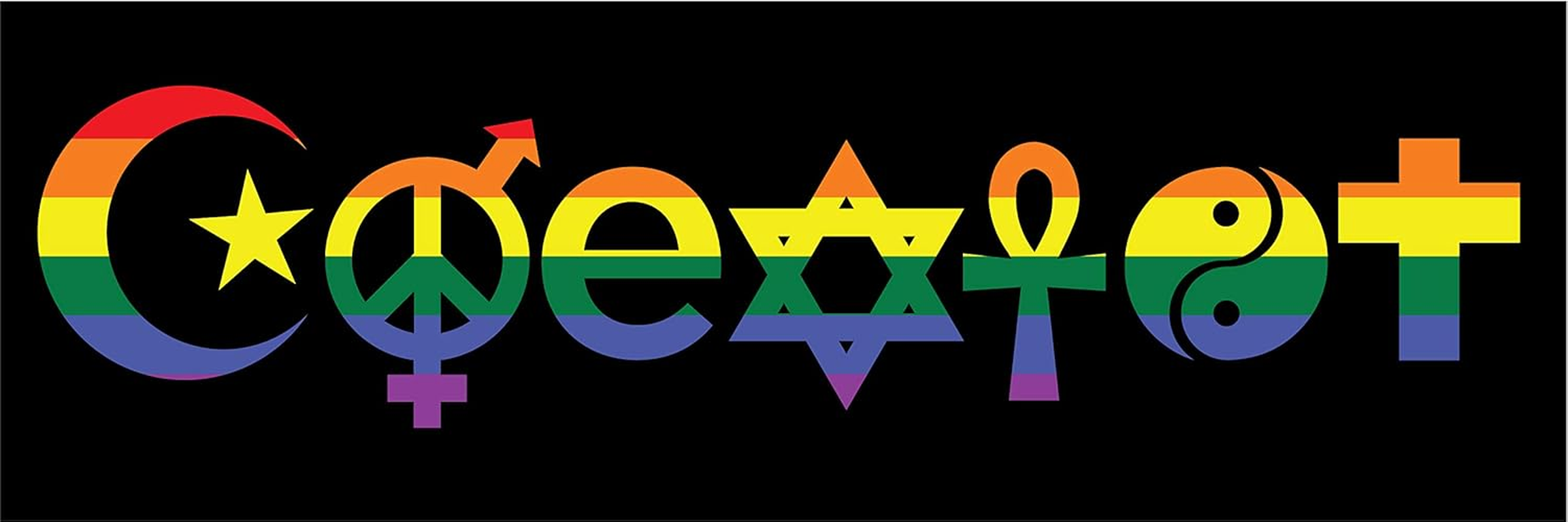 Coexist Bumper Sticker | 12" X 4" image number 1