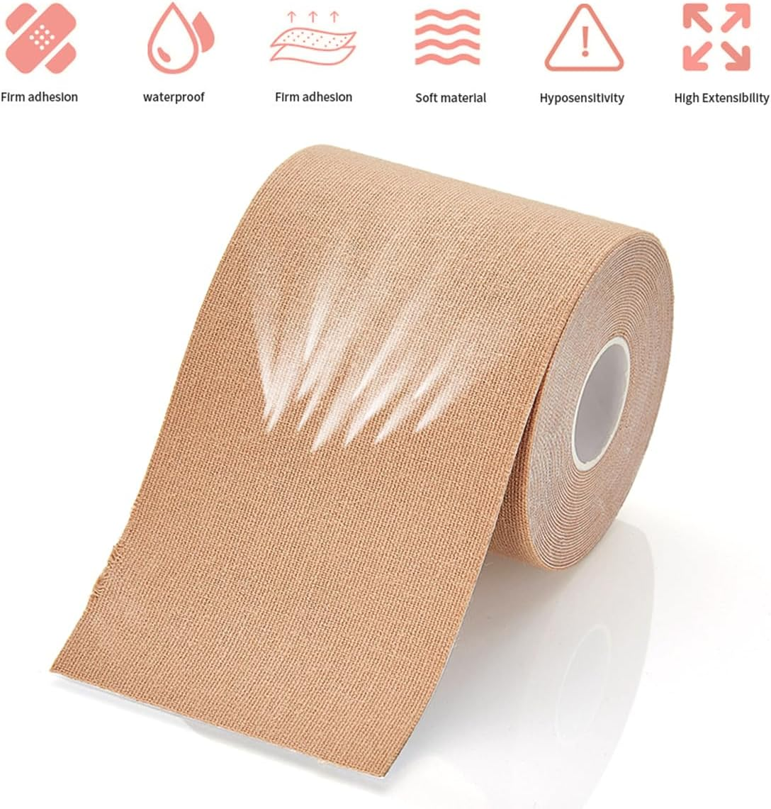 Boob Tape 2 & 3 Inch Boobtape Boobytape for Breast Lift,1 Roll 16 Ft Booby Tape for Bob Lift with 2 Pairs Breast round Adhesive Bra image number 5