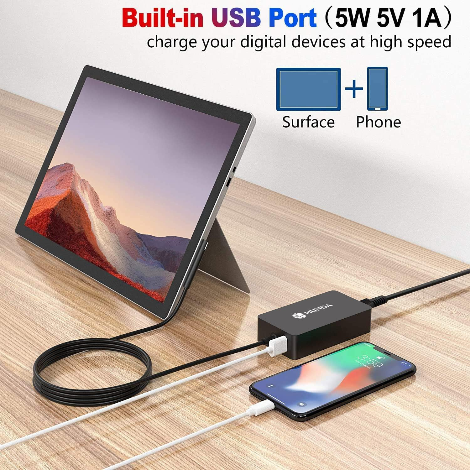 Surface Pro Charger Laptop Charger,65W Power Supply(Suitable for 65W,44W, 36W,24W) Compatible for Microsoft Surface Pro 3/4/5/6/7/8/9 Laptop1/2/3 Go1/2 & Book1/2 image number 2