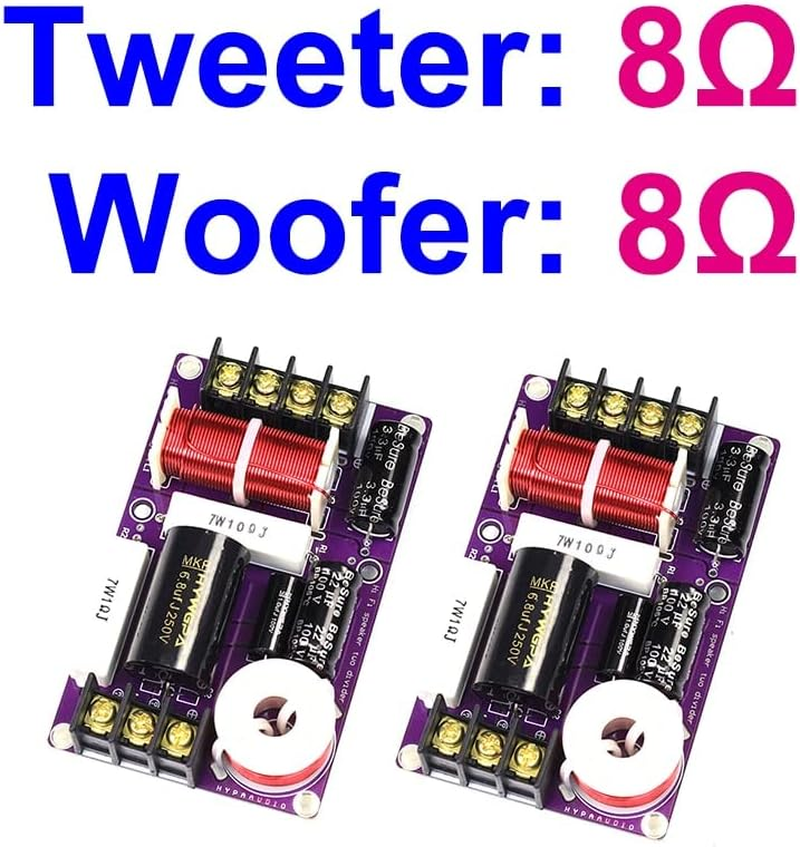 HOOCI 2PCS 3000Hz 2-Way Audio 150W Hifi Filter Circuit Board Stereo Speaker Crossover Filters 4/6/8 Ohm 2 Unit Frequency Dividers (Color : T8 W8) image number 1
