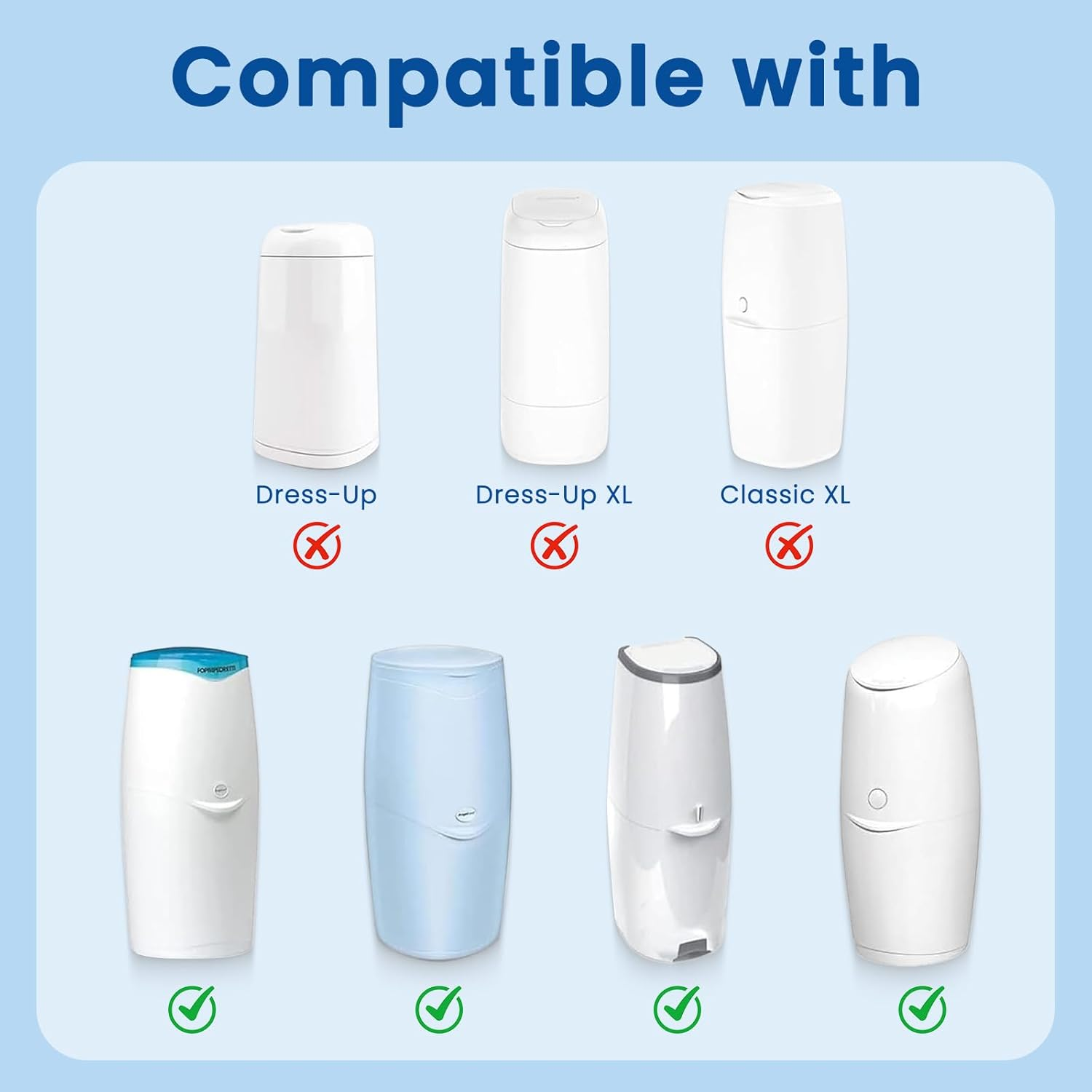 Nappy Bin Refill Cassettes, 4 Pack Refill Cassettes with Nappy Bin Refills Bags Compatible with Angelcare Nappy Bin Refills & Litter Locker II Nappy Disposal System, 7 Layer Bags Odor-Locking image number 3