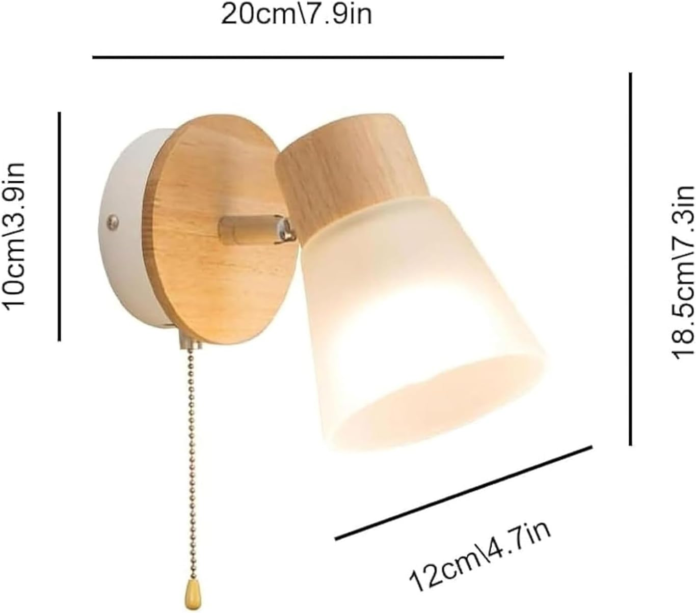 Retro Industrial Style Wall Lamp Wall Light Frosted Glass Lampshade and Pull Switch 180&deg; Adjustable Function Wall Sconce Wall Lighting image number 3
