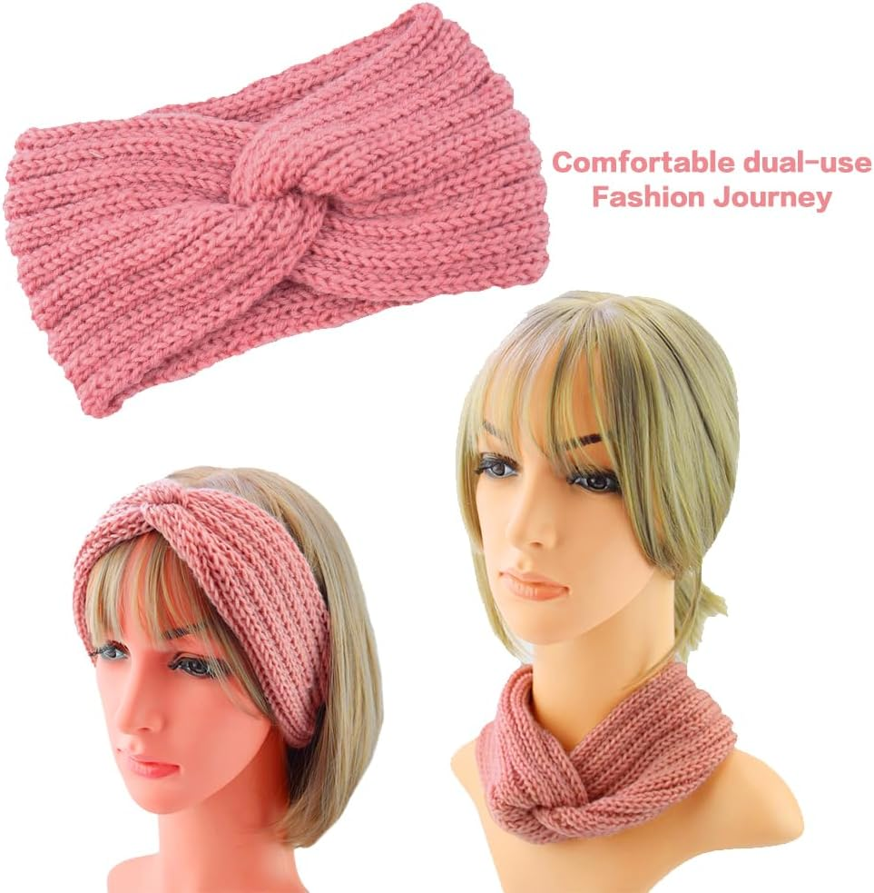 TSUOUKL 3Colors Headband Children Girls Headband Women'S Winter Knitted Headbands Knitted Headband Ear Warmer Elastic Autumn and Winter Versatile Women image number 2