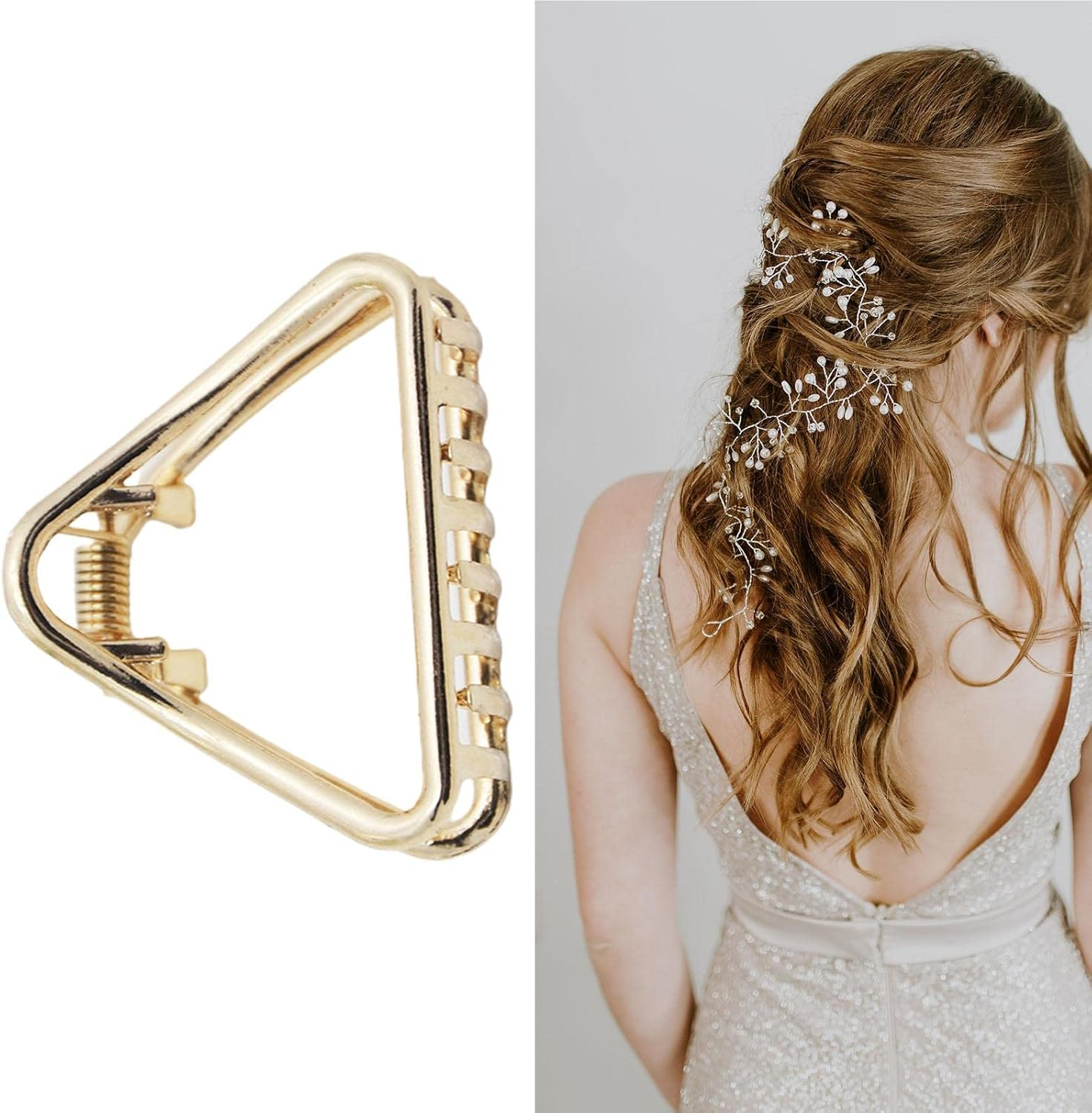 Tadill Women Hair Claws Clips, for All Hair Types Girls Ponytail Holder, Elegant Hairpins Headdress Hair Clamp, Hair Clip Hair Styling Accessories, 3Cmx4Cm Triangle