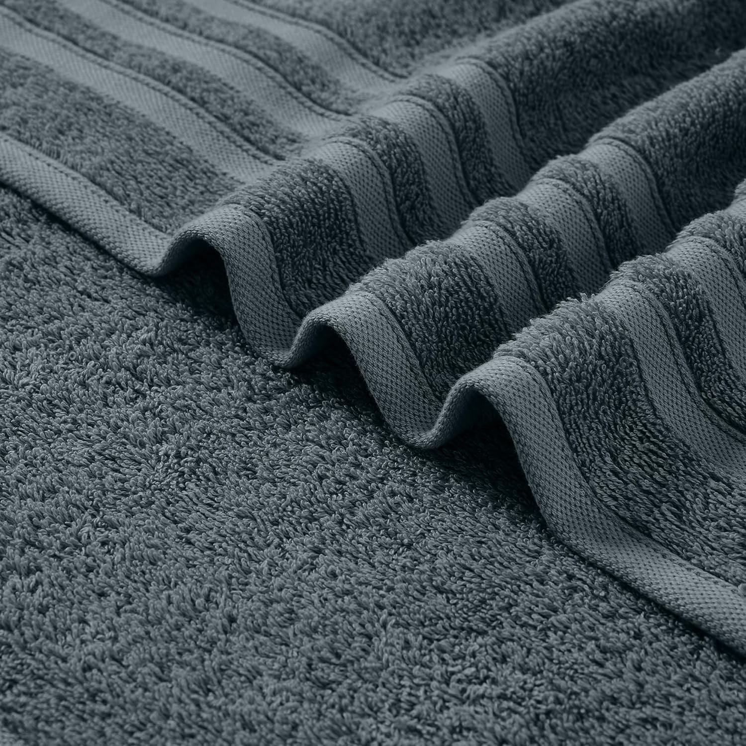 LINENOVA 100% Cotton Bath Towels 4 Pack - Premium 450GSM Soft & Lightweight Towel Set, Quick Dry & Absorbent Bathroom Towels, Ideal for Hotel, Spa and Gym Use (65X130Cm, Charcoal) image number 4