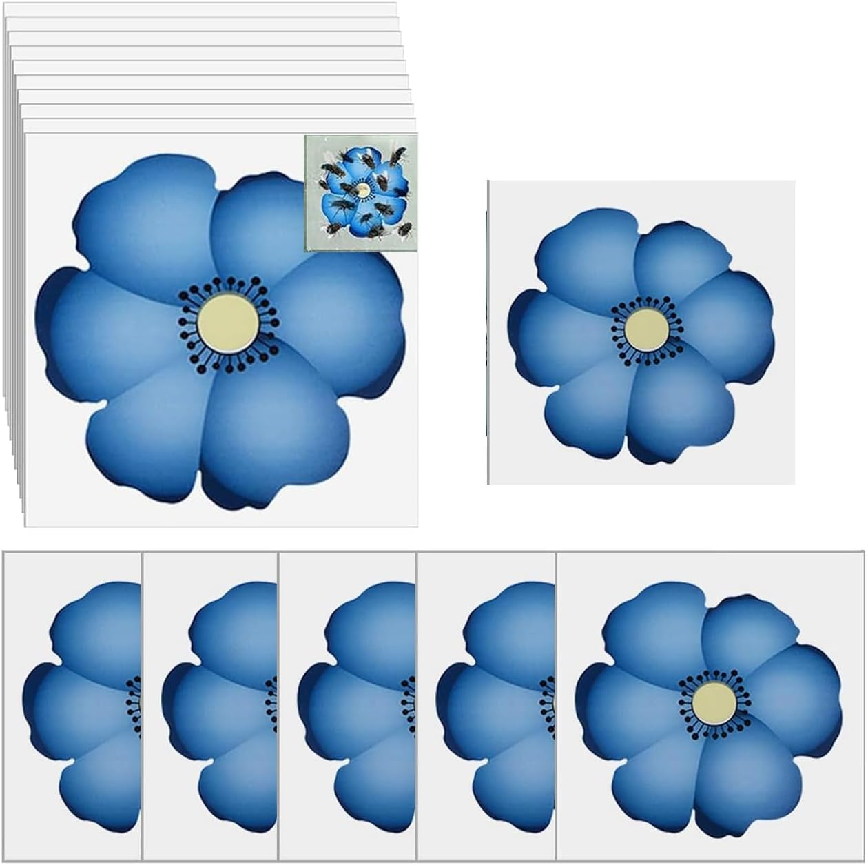 Tuoyi 15 Pieces Window Fly Traps Killer Stickers, Floral Pattern Design Sticky Fly Catcher for Indoor Houseflies Fly Gnat for Indoors for Kitchen and Dinning, image number 1