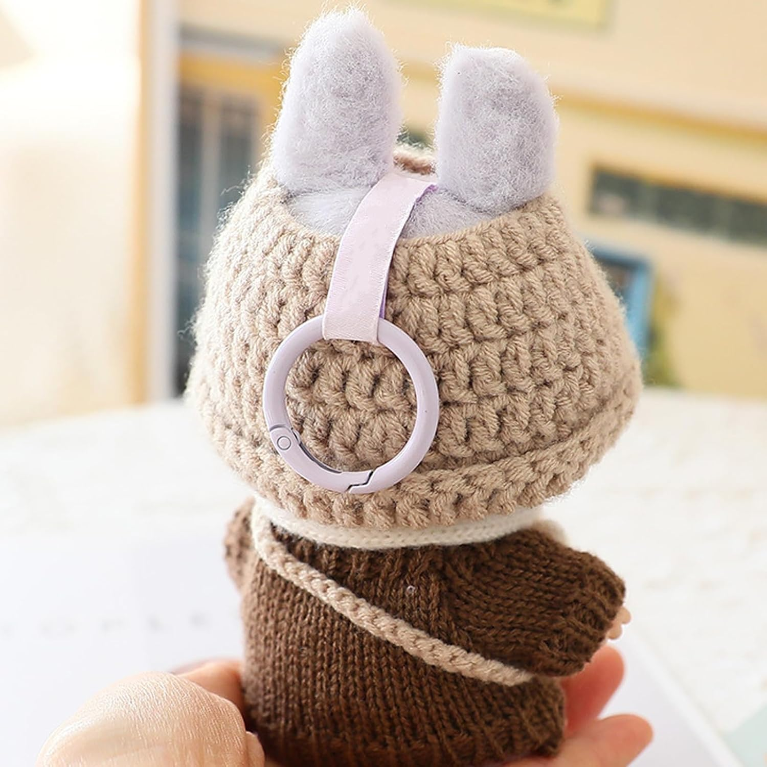 3-Piece Handcrafted Crochet Doll Clothes - Compatible with Labubu 5.91-6.7Inch (15-17Cm) Dolls as Accessories, Premium Dolls Outfit with Accessories, Hand Crocheted Hat, Sweaters, Bag image number 5