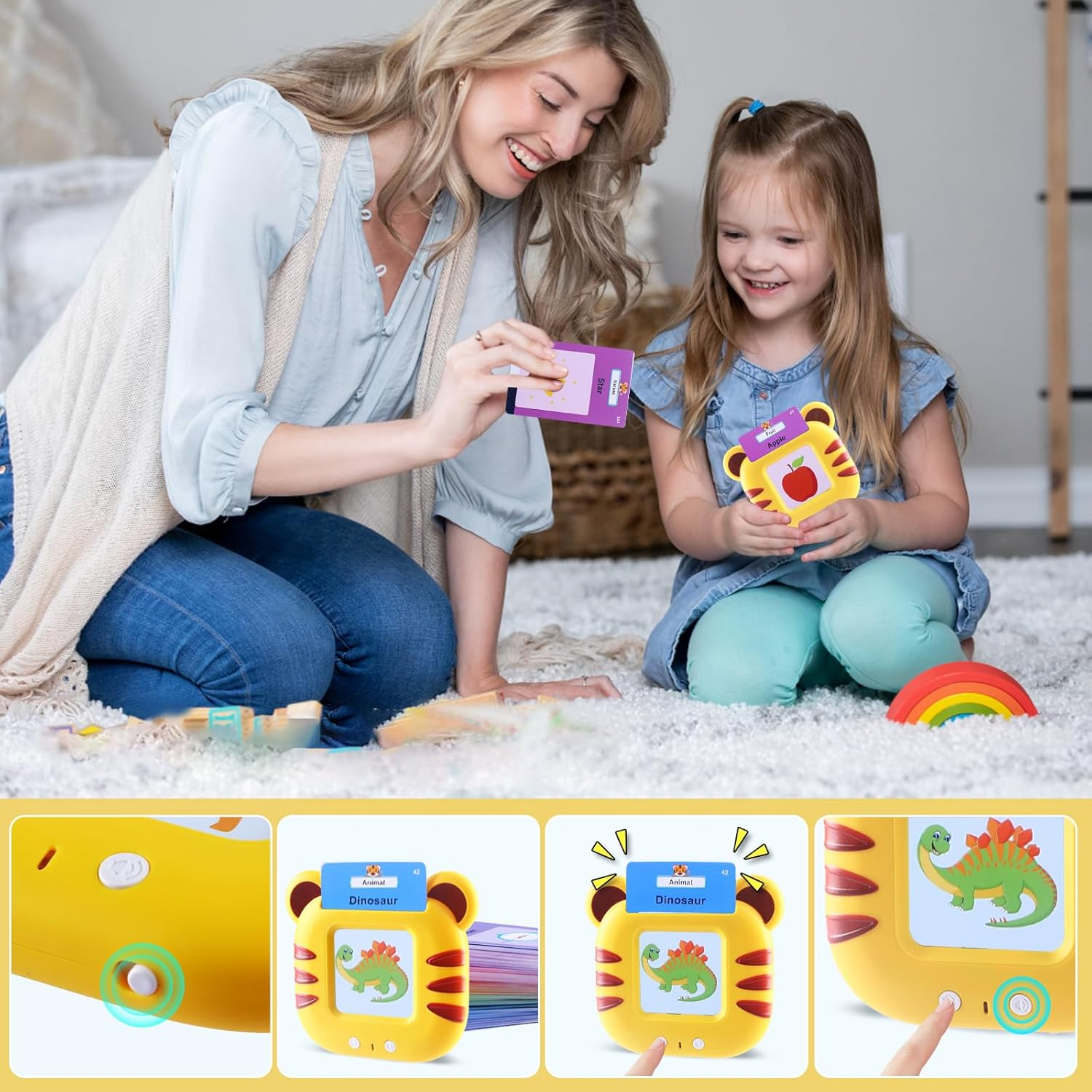 Talking Flash Cards for Toddlers Preschool Educational Learning Montessori Toy Gifts for Toddler Kids Boys Girls 2 3 4 5 Years, Autism Speech Therapy Sensory Toy Pocket Vocabulary Games with Flashcard image number 5