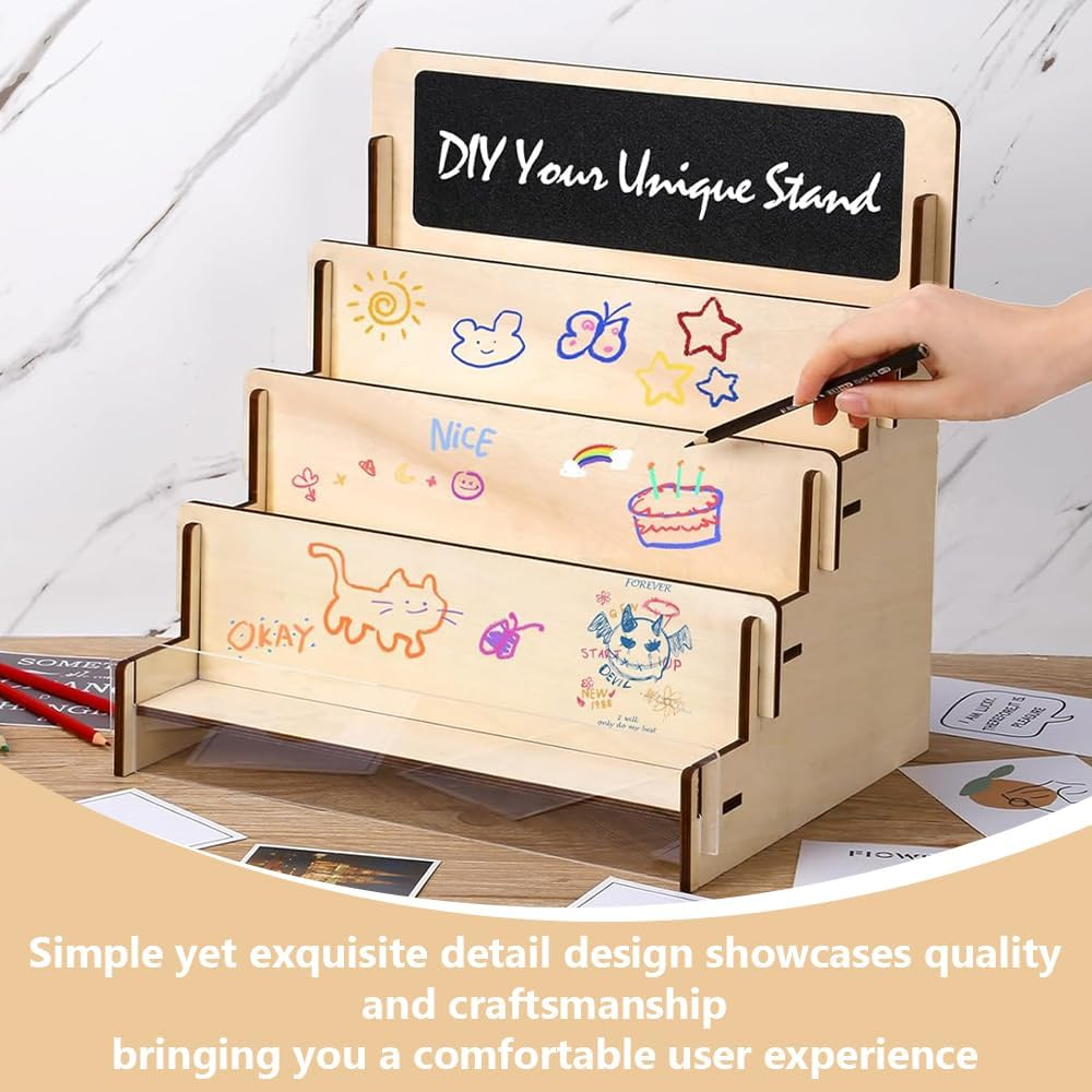 Greeting Card Display Stand,Postcard Display Stand,Stickers Display Stand,Card Organizer Shelf, for Picture Photos Birthday Cards,For Collector, Pictures, Brochure,4-Tier image number 4