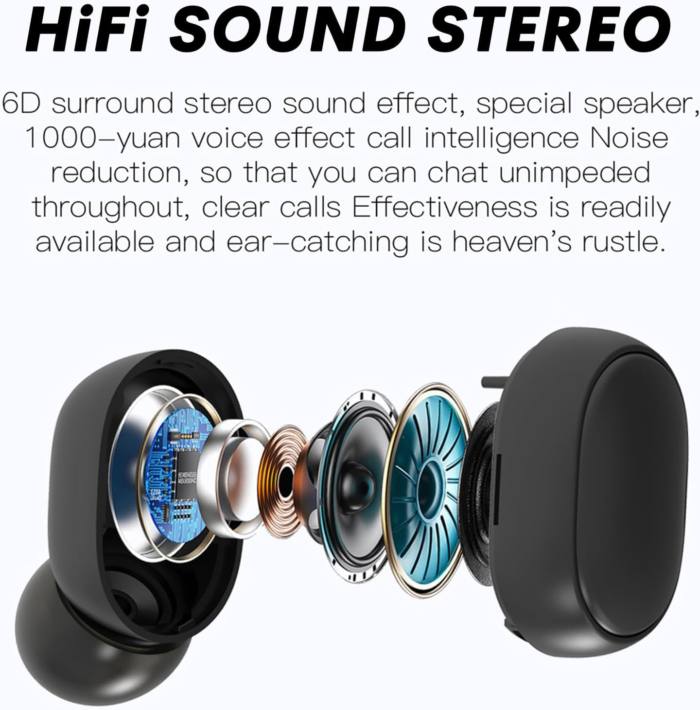 In-Ear Headphones Wireless Bluetooth Noise Cancelling Earphones Small Tiny Invisible Earphones Wireless Headphones with Microphone LED Digital Display Wireless Earbuds Headphones for Work Sports - Pink image number 3