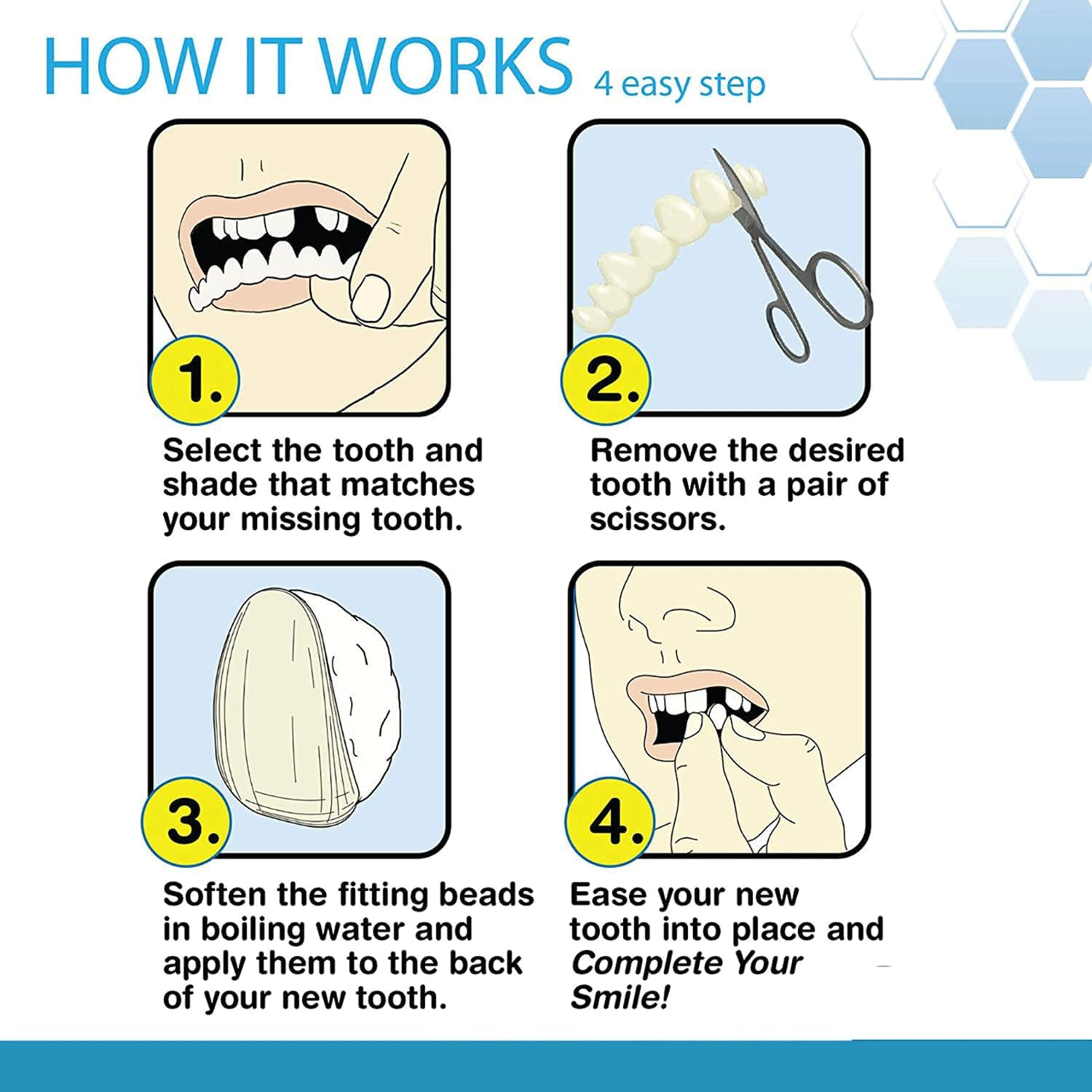 BJDTY DIY Denture Combinations, Making Partial Dentures and Full Dentures Kit DIY Simulation Practice Making Denture Combinations, Equipped with Tool Kit and Temporary Teeth (Dental Wax+White) image number 6