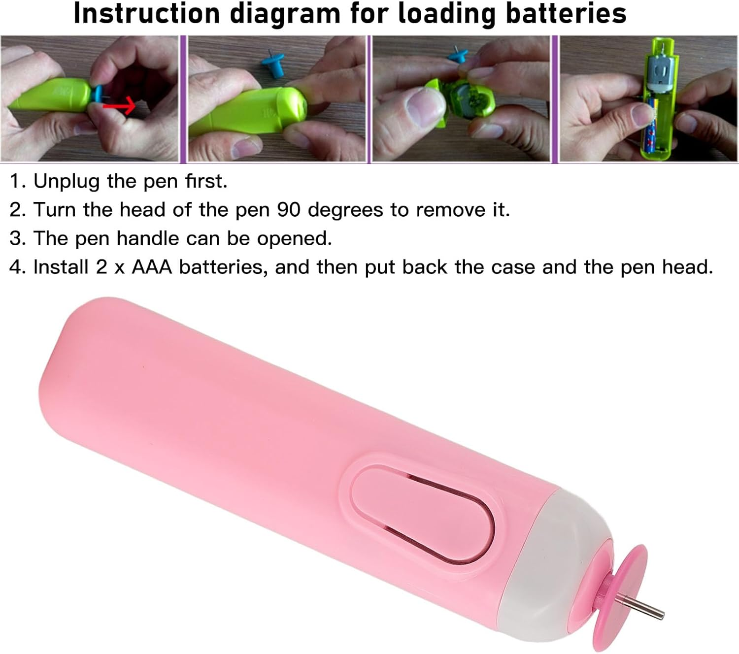 Quilling Slotted Tool Paper Rolling Electric Pen, Automated Paper Volume Curling Pen for General Quilling Paper Strips and Wider Paper Strips, for Paper Rolling Crafts (Pink) - Pink image number 6
