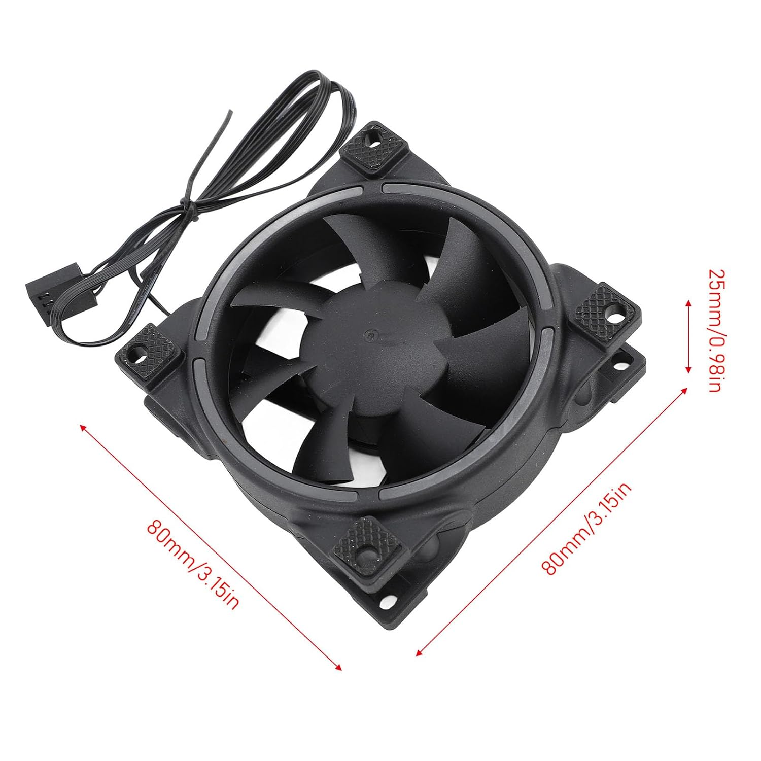 80 Mm PWM PWM Silent MFDB Cases Fans for PC Cooling Fans, Intelligent Temperature Control for Work and Games Can Be Used (Black) - Black image number 5