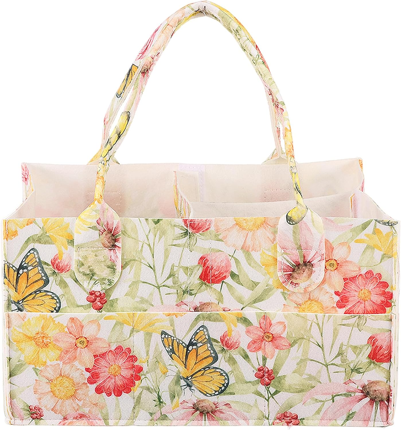 Baby Diaper Caddy Organizerm, Multiple Compartment Baby Caddy Organizer for Diaper Wipe Feeding Bottle Toy 33&times;23&times;18Cm (Pink)