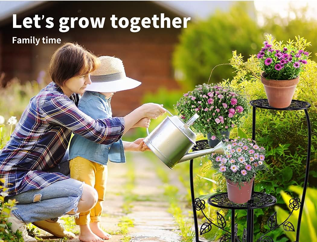 Levede 3 Tier Plant Stand 73Cm Tall Metal Indoor Outdoor Flower Pots Shelf Holder Balcony Garden Display Corner Shelf Wrought Iron Black image number 5