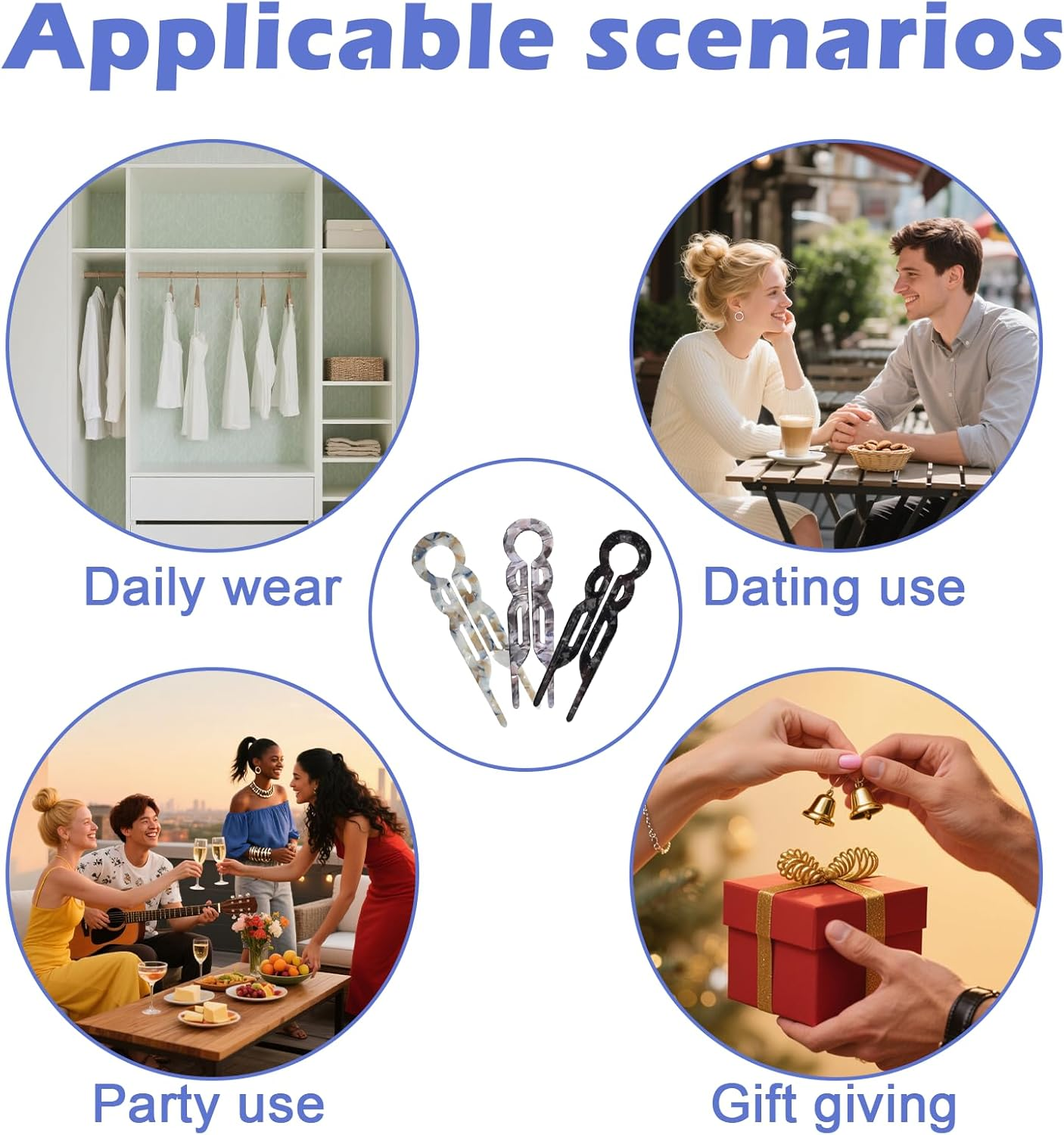 Tzylomirx 3 Pcs Lialys Hairpin - Prestige Hair Pin, U Shaped Lialysoff Hair Pins, French Hair Pin for Thick Hair, Hair Accessories - A-2 image number 3