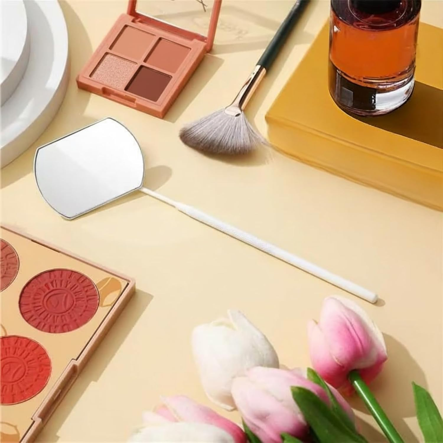 2 Pieces Lash Mirror for Eyelash Extensions Large Square Stainless Steel Eyelash Mirror Lash Tools(White)