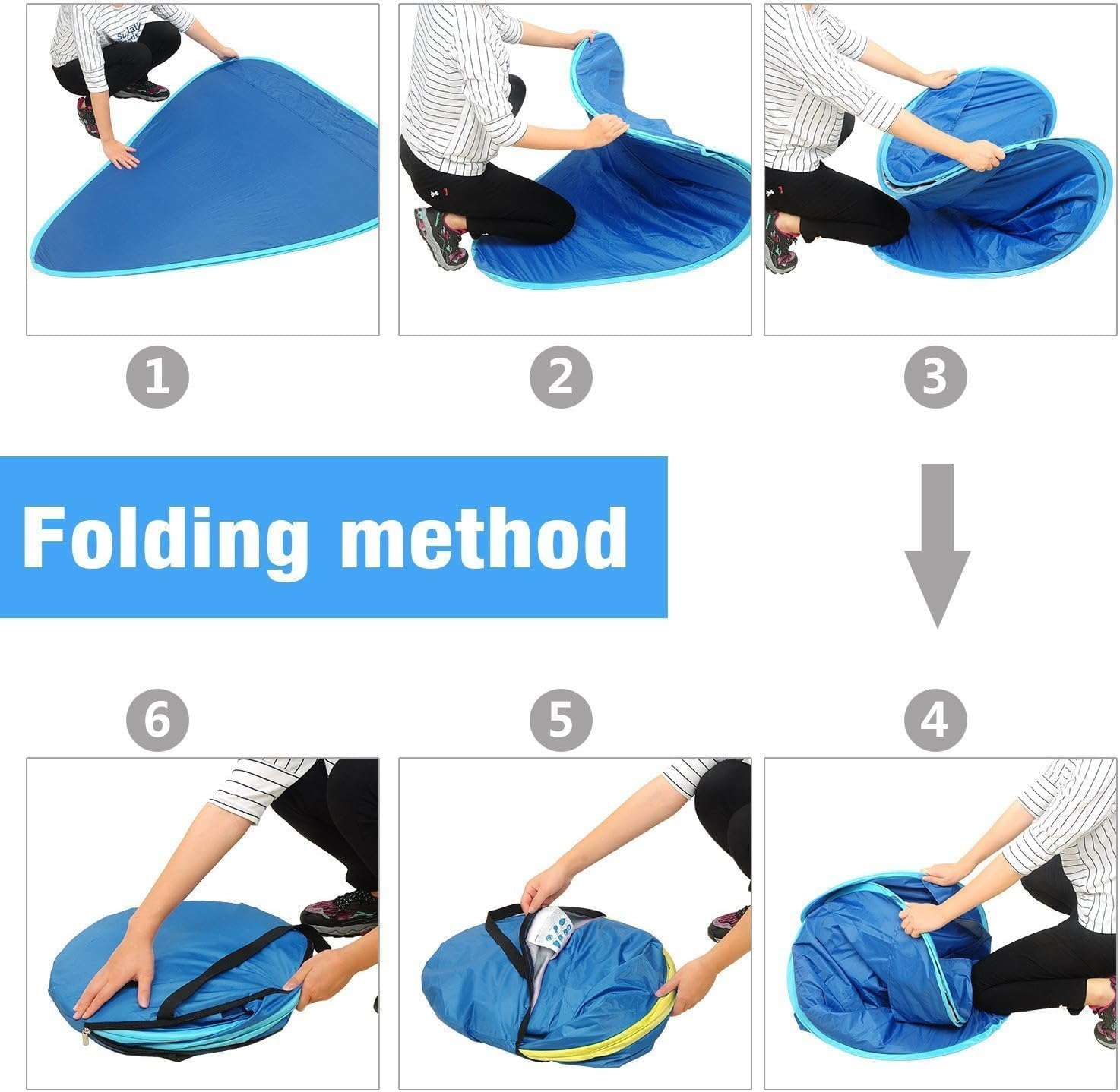 Camping Tent UPF 50+ Easy Pop up Beach Tent Waterproof Windproof Camping Shelters Beach Umbrella Backpacking Tent Portable Lightweight Outdoor Tents Hiking Tent for 1-2 Person (Blue 02) - Blue 02 image number 5