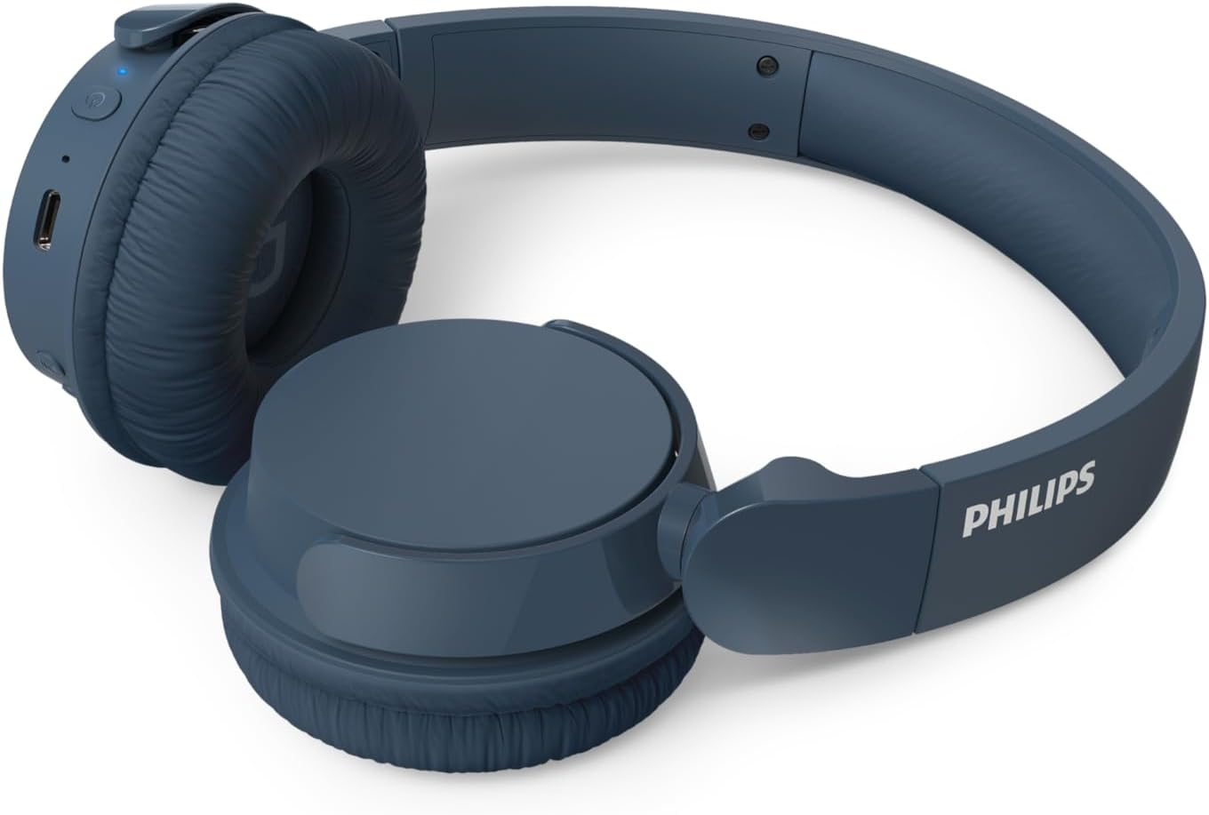 Philips TAH4209BL Lightweight On-Ear Wireless Bluetooth Headphones with Passive Noise Isolation - 55 Hours Playtime, Clear Calls, Dynamic Bass, 2 Hours USB-C Charging - Blue