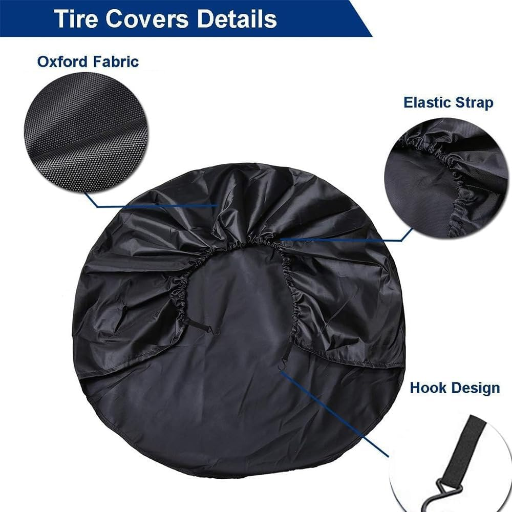 Shkalacar 2-Piece 18-20 Inch Sun Protection Tyre Covers, 190T Oxford Fabric Tyre Rim Protector with Elastic Strap and Hook Design, Waterproof Wheel Protective Cover for Car, SUV (Silver, S) image number 5