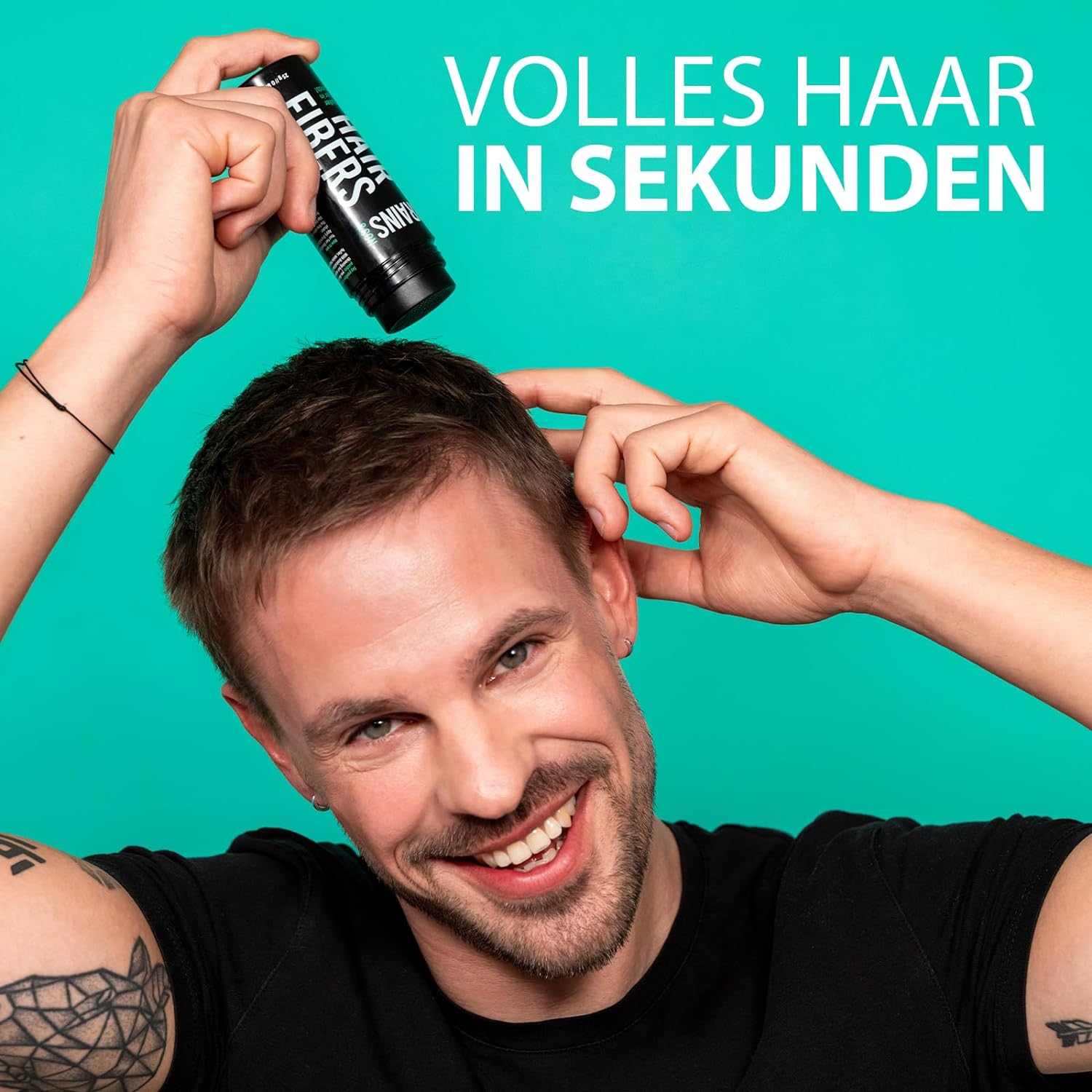 Brains & Sons Hair Fiber - Premium Hair Thickener &ndash; Immediately Conceals Receding Hairlines, Hair Loss, Balding Areas and Thinning Hair &ndash; Undetectable Keratin Fibers - Hair Powder | 25G (DARK BROWN) - Dark Brown image number 2