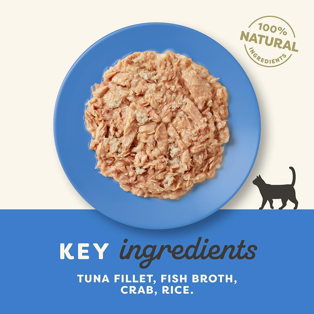 Applaws 100% Natural Wet Cat Food Tuna Fillet with Crab in Broth, Limited Ingredients Pet Food 60G Pot (Pack of 10) image number 1