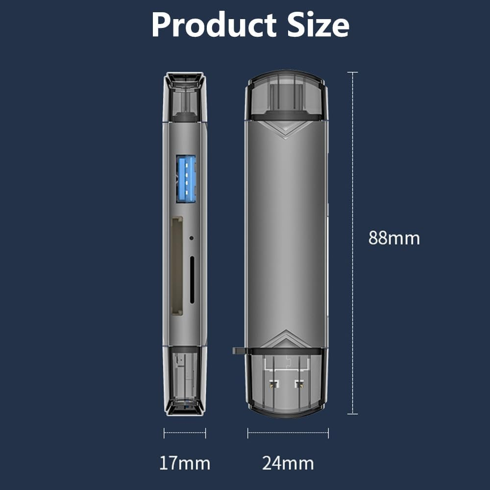 Vekol SD Card Reader USB C, 6-In-1 Micro SD to USB OTG Adapter USB 3.0 Portable Memory Card Reader for TF SDXC SDHC MMC RS-MMC Micro SDHC Card and UHS-I Cards image number 2