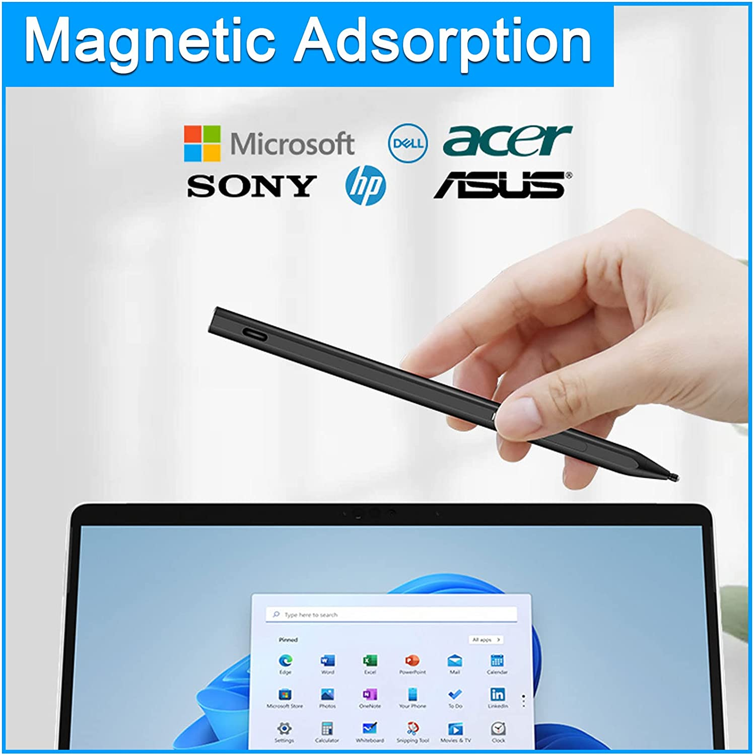 Stylus Pen for Microsoft Surface Pro X/8/7/6/5/4/3, Surface Go 3/2/Book 3/2, Surface Laptop 4/3/Laptop Go/Studio 2 - Compatible with Asus Vivobook, Dell, HP Tablet Pen image number 6