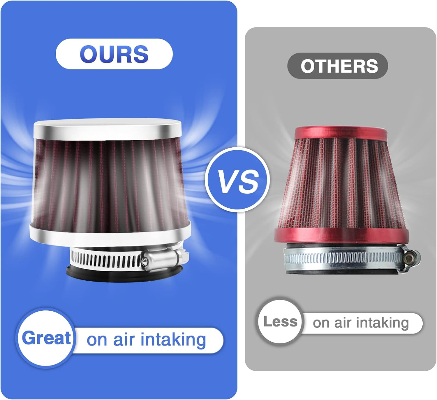 2PCS Motorcycle Air Filter Universal 60MM Replacement Engine Filter Dirt Bike High Performance Air Filters Fit Motocross Carburetor Cleaner for Pit Bike Scooter Moped YAMAHA HONDA SUZUKI KAWASAKI ATV image number 4