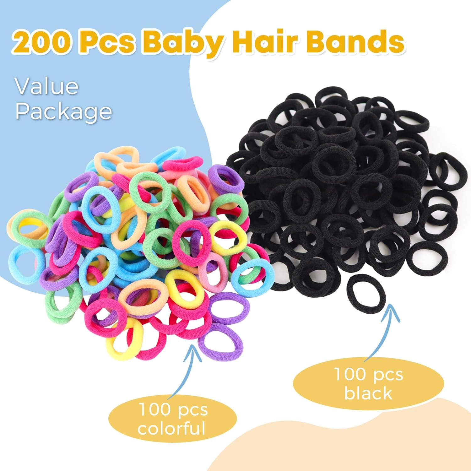Hanyousheng Pack of 200 Girls Hair Bobbles 20 Mm Children'S Hair Bobbles Baby Hair Bobbles Small Hair Bands Colourful for Girls Children Toddlers Baby image number 3