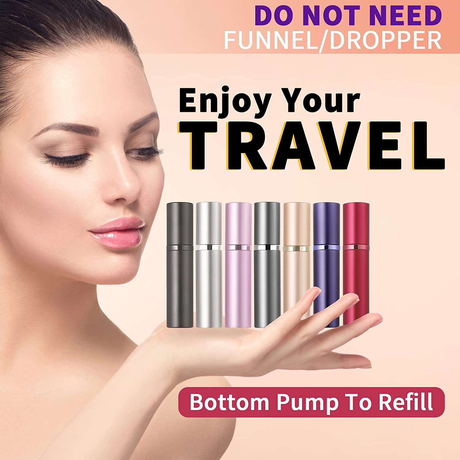 Aufew 2Pcs Perfume Atomizer Bottle(5Ml), Refillable Portable Mini Perfume Atomizer for Travel, Leakproof Pump Perfume Spray Bottle Atomizer for Man and Woman (Pink+Red)