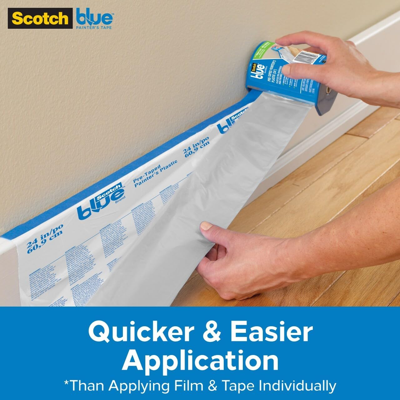 Scotchblue Pre-Taped Painter'S Plastic, Unfolds to 24-Inches by 30-Yard image number 1