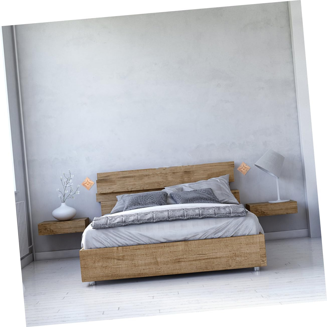 KICHOUSE 4Pcs Wood Decals Architectural Door Casing Decorative Molding Corner Trim Home Hardwood Timber Wall Decals Wall Mirror Decor Furniture Appliques Door Decoration Square Room Wooden image number 1