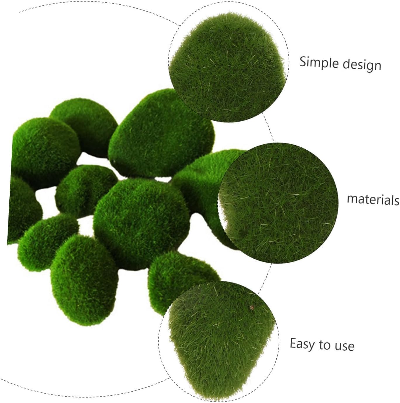 20 Pcs Artificial Moss Rocks, Green Moss Balls,Moss Stones,Faux Green Moss Covered Stones Green Moss Balls Decorative Fake Moss Decor for Floral Arrangements, Fairy Gardens, Terrariums image number 5