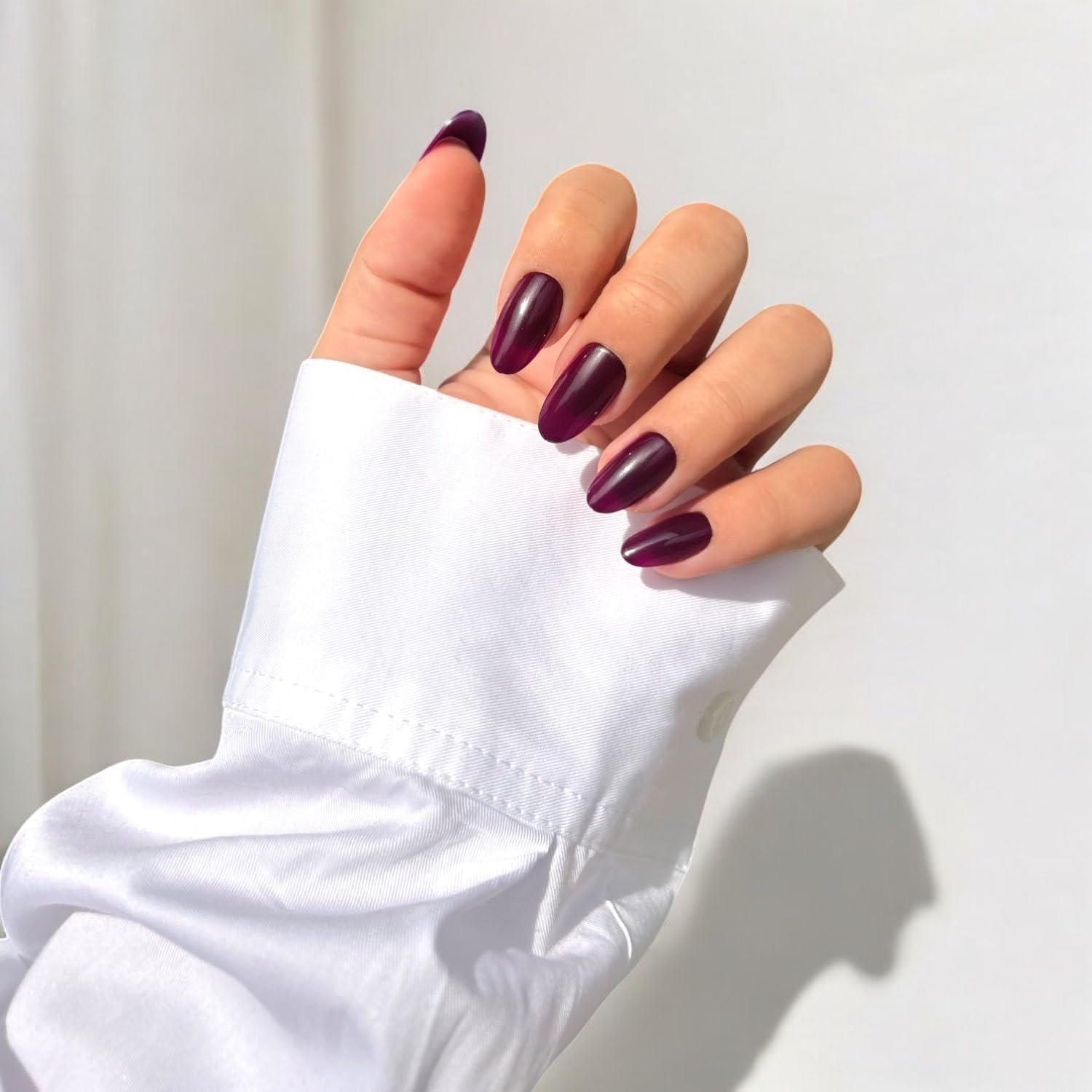 NKA Press-On Nails Kit, 30 Soft Acrylic Nails in 15 Sizes with Nail Glue, Sticky Tabs, Prep Tools & Reusable Case &ndash; Long-Lasting, Salon Look, Short Oval Plum image number 6