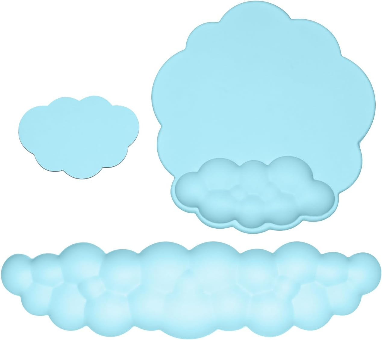 JIKIOU Cloud Mouse Pad Wrist Support, Upgrade Enlarge Leather Mouse Pads Keyboard Wrist Rest, Comfortable Memory Foam Wrist Rest for Computer Laptop Mac Gaming Office and Pain Relief Blue