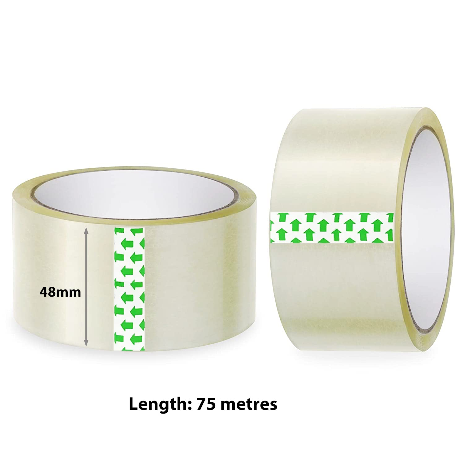 6 Rolls Clear Sticky Packing Tape, 75 Metres X 48 Mm, Sealing Carton Packaging Tape, Thickness 45 Micron, (36 Rolls)