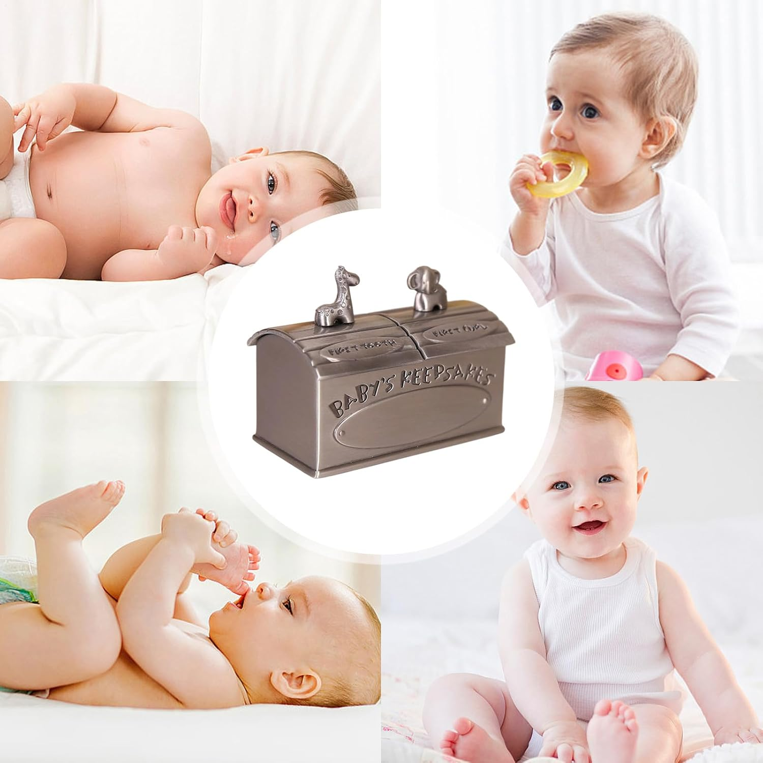 First Tooth Keepsake Box,Zinc Alloy Tooth Fairy Box Cute Animal Design - Elegant Memory Tin for Children Toddler Girls Baby Kid Birthday Shower