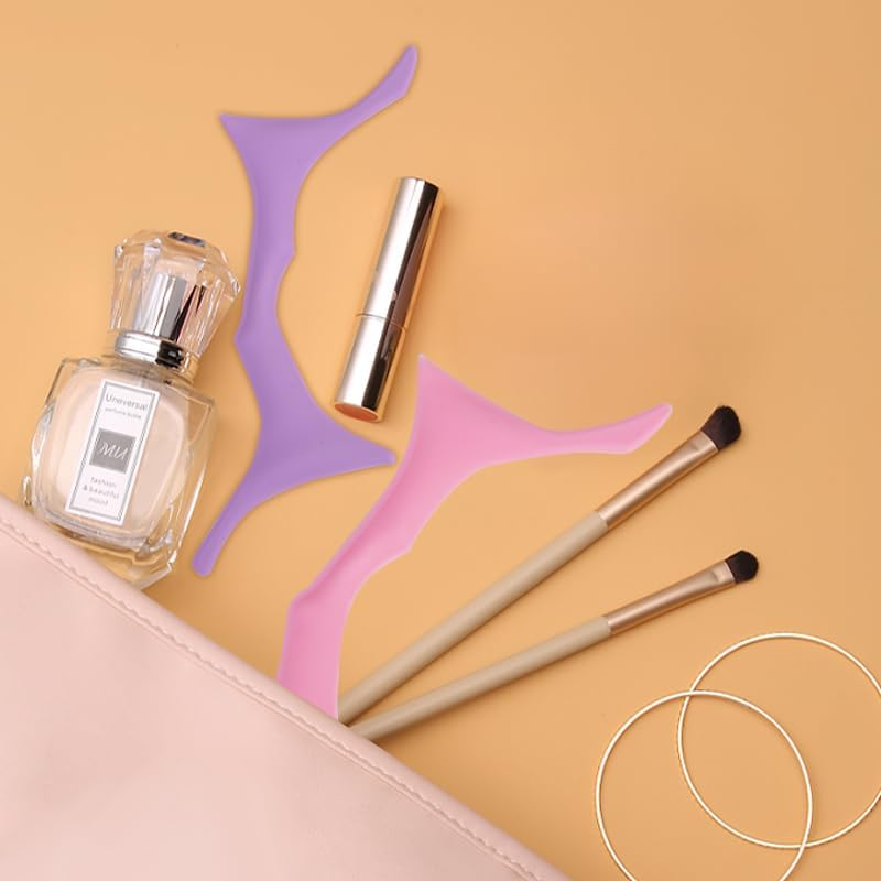 Silicone Eyebrow Shaping Tool Eyeliner Stencil Makeup Eyelash Tool Soft and Smooth Versatile for Beginners and Professional Makeup Artists&hellip; (Purple) image number 5