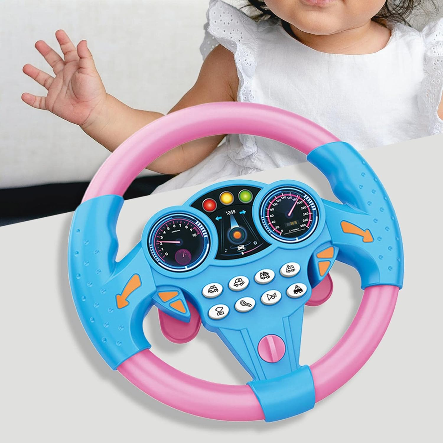 Steering Wheel Toy, Kids Driving Simulator Toy, Musical Funny Interactive Electric Learning Wheel Toy for Interaction, Role Play, Blue (Blue)