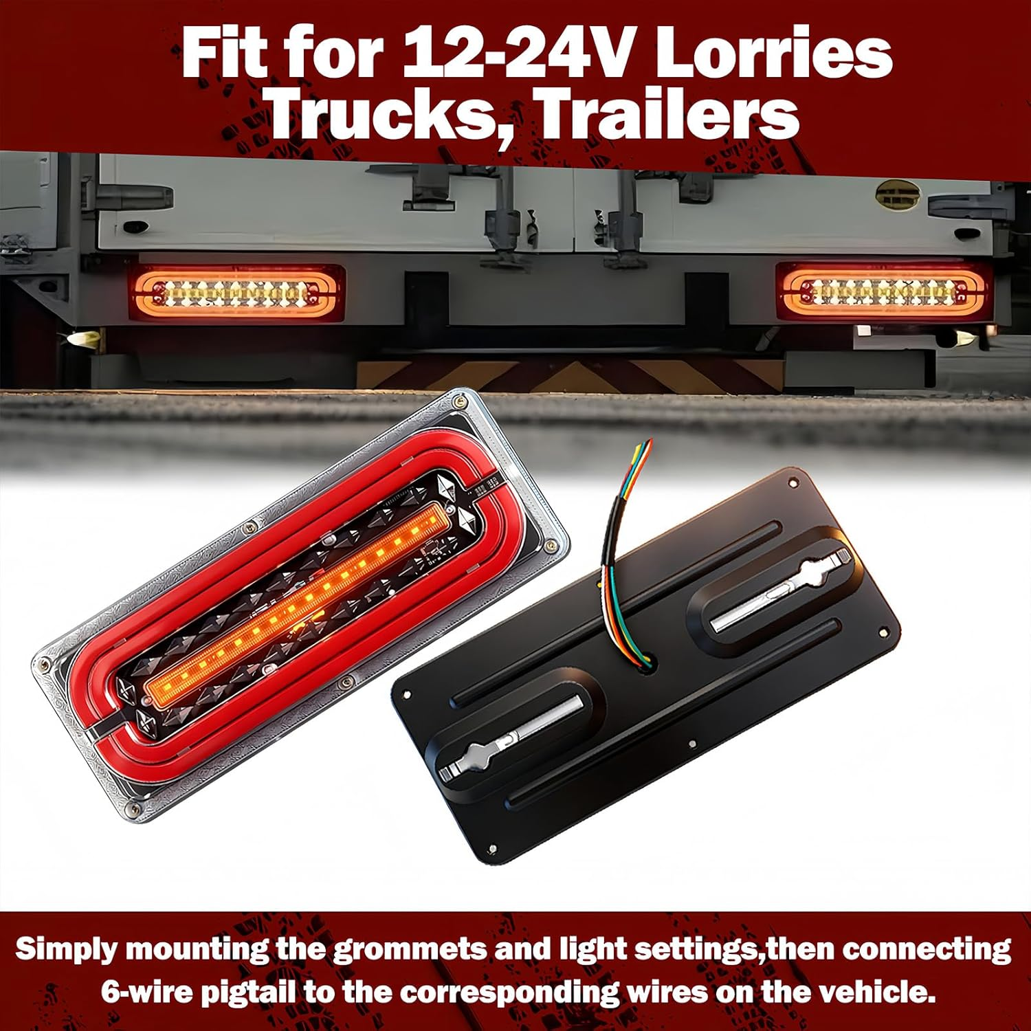 2PCS LED Trailer Tail Lights, Waterproof Truck Rear Lights with Brake & Turn Signal &ndash; Fit for 24V Lorries, Trucks, Trailers, UTV, Pickup, RV | High Visibility Trailer Lights for Aussie Roads